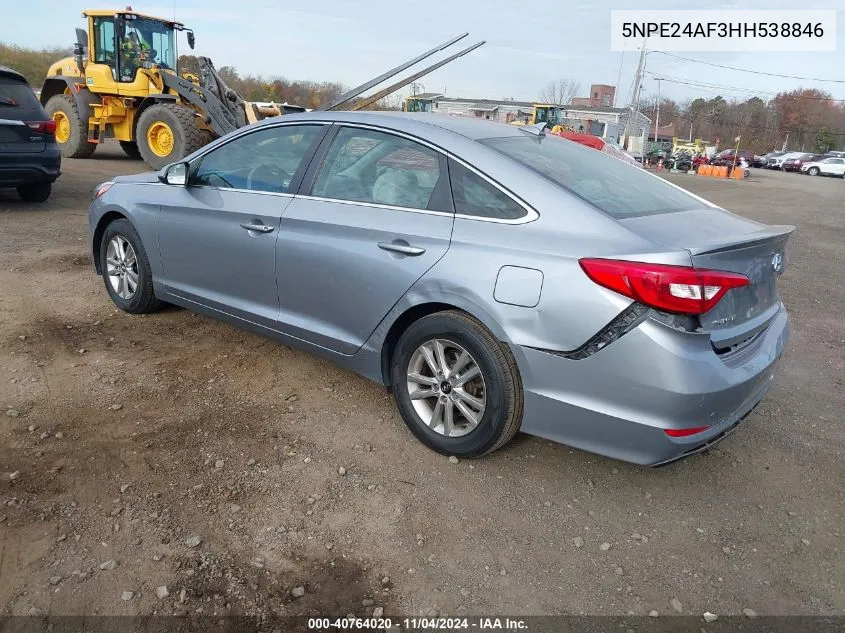 2017 Hyundai Sonata VIN: 5NPE24AF3HH538846 Lot: 40764020