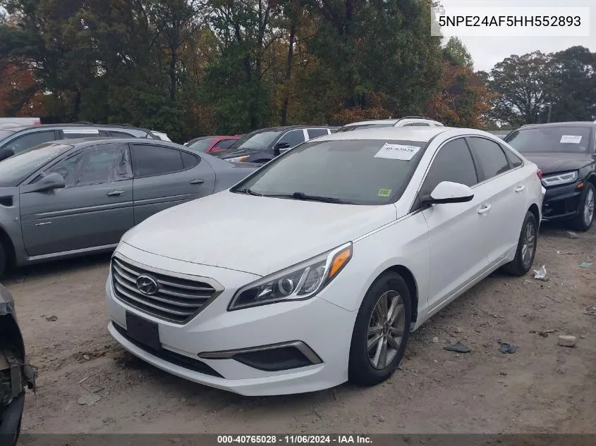 2017 Hyundai Sonata Se VIN: 5NPE24AF5HH552893 Lot: 40765028