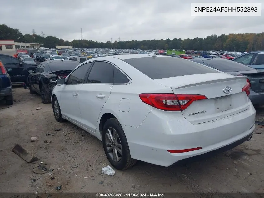 2017 Hyundai Sonata Se VIN: 5NPE24AF5HH552893 Lot: 40765028