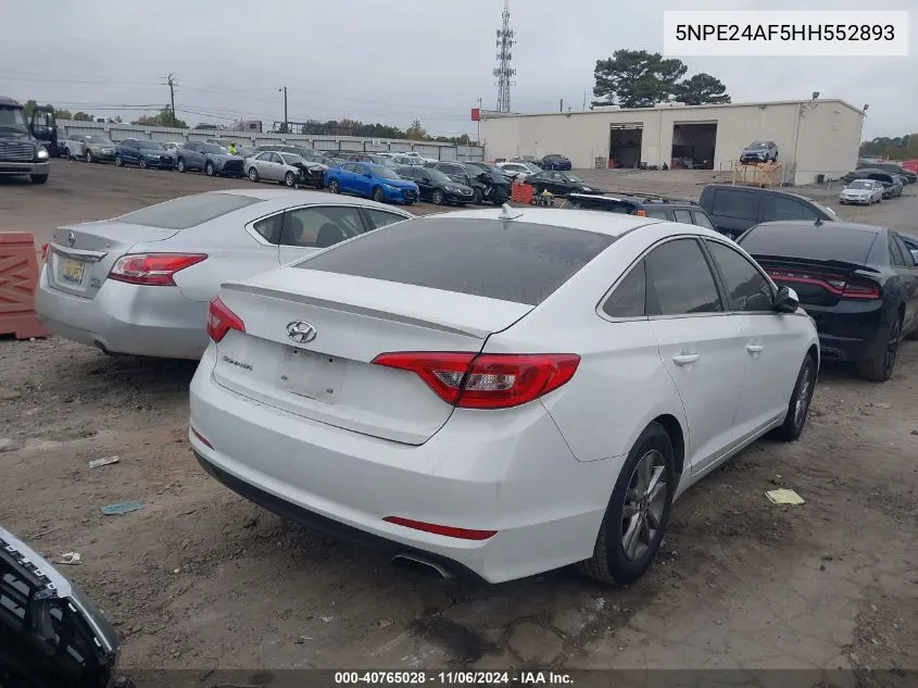 2017 Hyundai Sonata Se VIN: 5NPE24AF5HH552893 Lot: 40765028