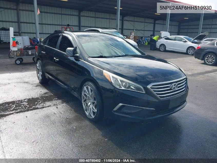 2017 Hyundai Sonata VIN: 5NPE24AF6HH510930 Lot: 40780402