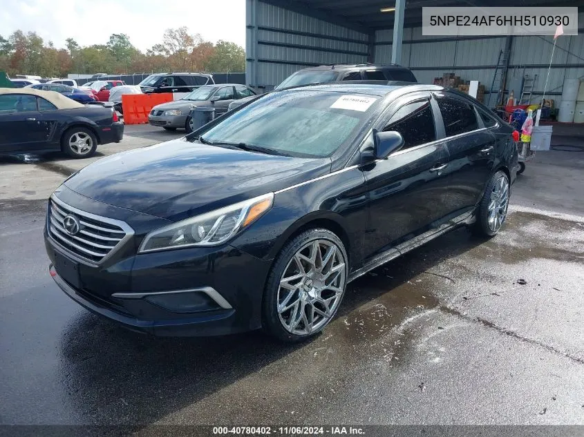 2017 Hyundai Sonata VIN: 5NPE24AF6HH510930 Lot: 40780402