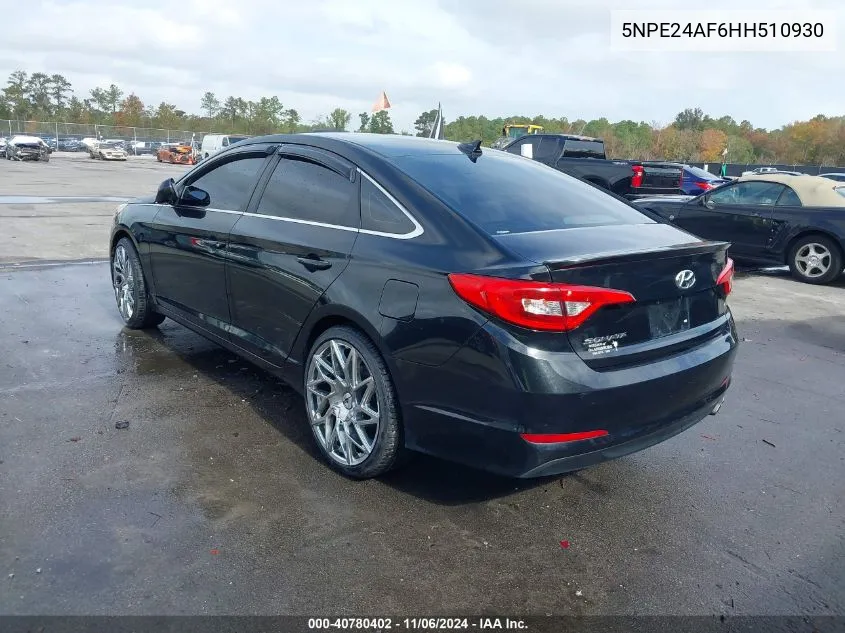 2017 Hyundai Sonata VIN: 5NPE24AF6HH510930 Lot: 40780402