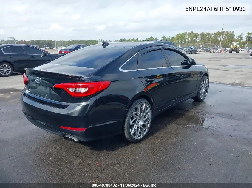 2017 Hyundai Sonata VIN: 5NPE24AF6HH510930 Lot: 40780402