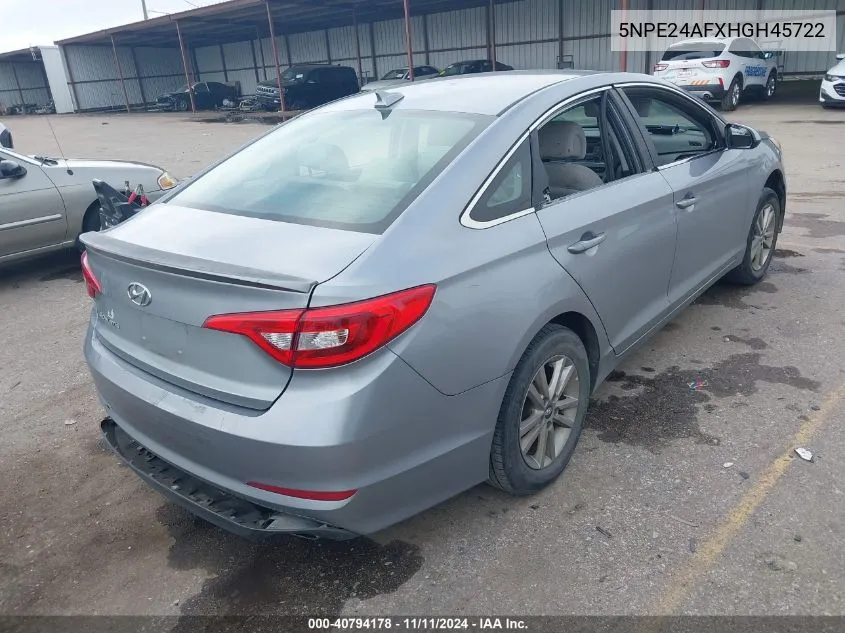 2017 Hyundai Sonata Se VIN: 5NPE24AFXHGH45722 Lot: 40794178