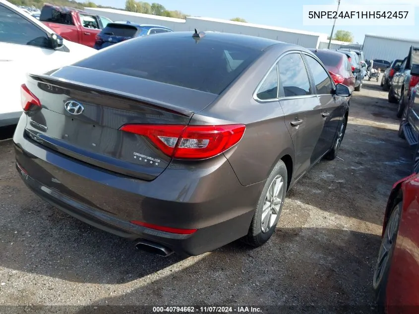 2017 Hyundai Sonata VIN: 5NPE24AF1HH542457 Lot: 40794662