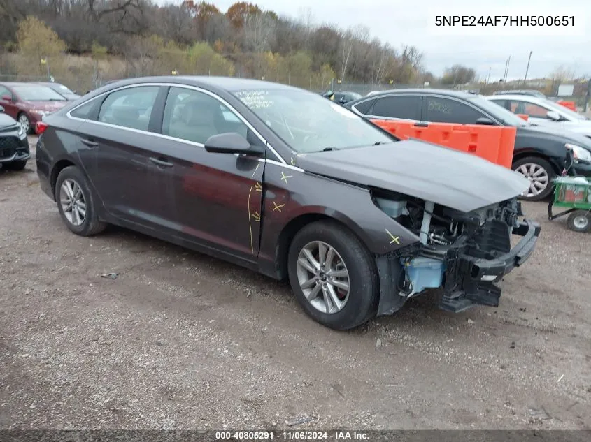 2017 Hyundai Sonata Se VIN: 5NPE24AF7HH500651 Lot: 40805291