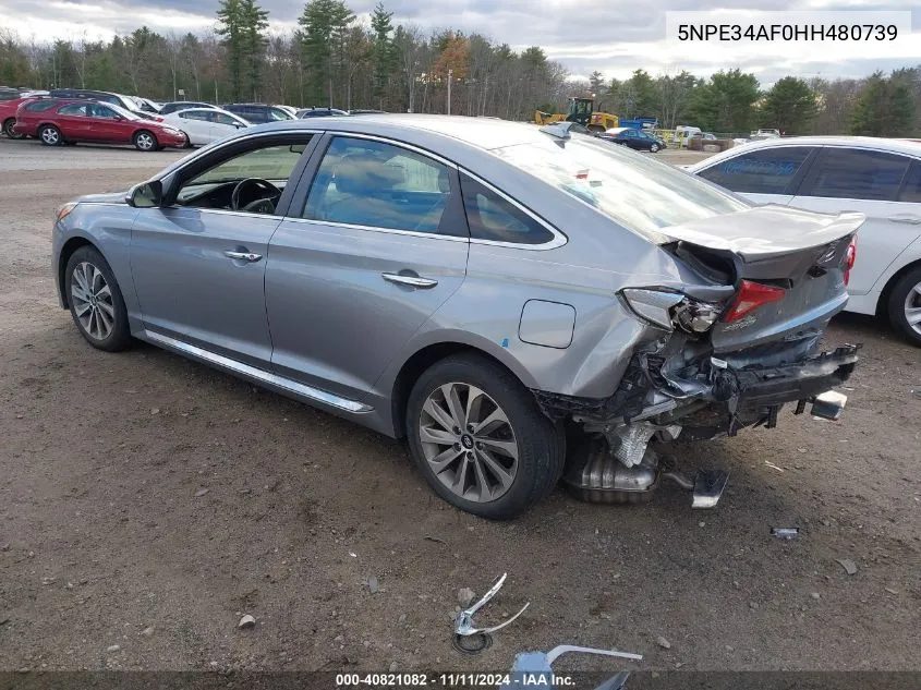 2017 Hyundai Sonata Sport VIN: 5NPE34AF0HH480739 Lot: 40821082