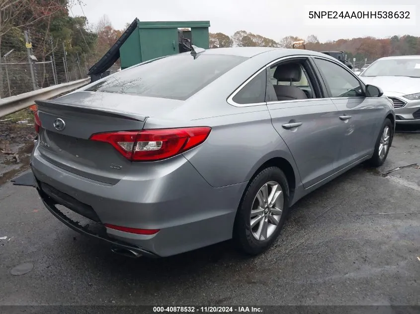 2017 Hyundai Sonata Eco VIN: 5NPE24AA0HH538632 Lot: 40878532