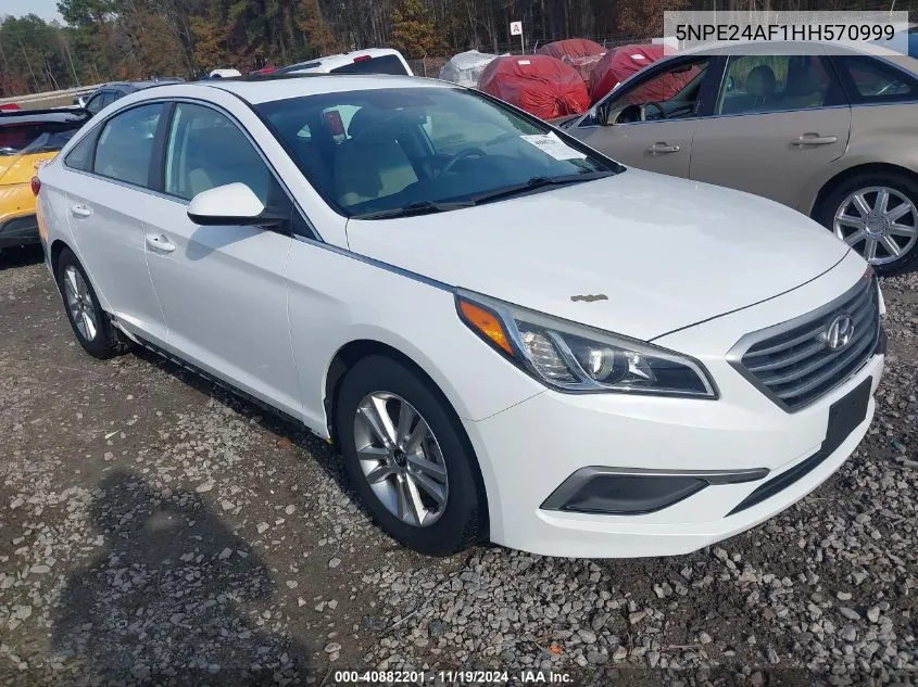 2017 Hyundai Sonata VIN: 5NPE24AF1HH570999 Lot: 40882201