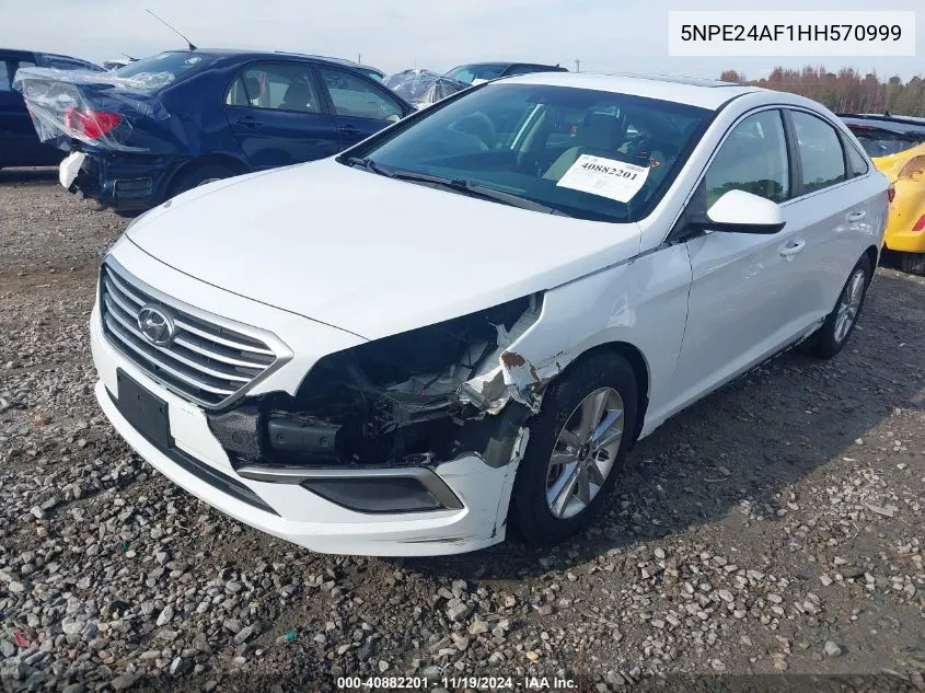 2017 Hyundai Sonata VIN: 5NPE24AF1HH570999 Lot: 40882201