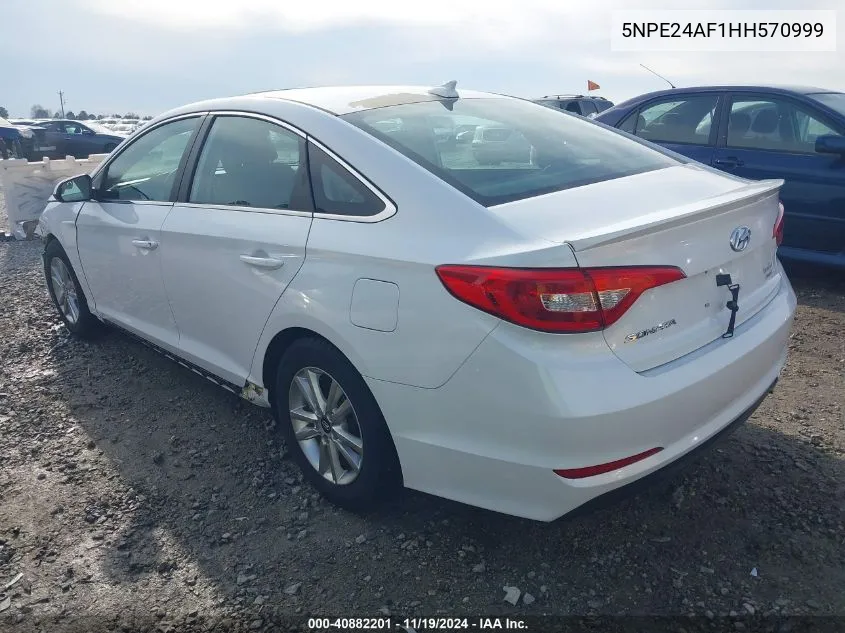 2017 Hyundai Sonata VIN: 5NPE24AF1HH570999 Lot: 40882201