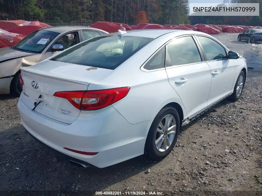 2017 Hyundai Sonata VIN: 5NPE24AF1HH570999 Lot: 40882201