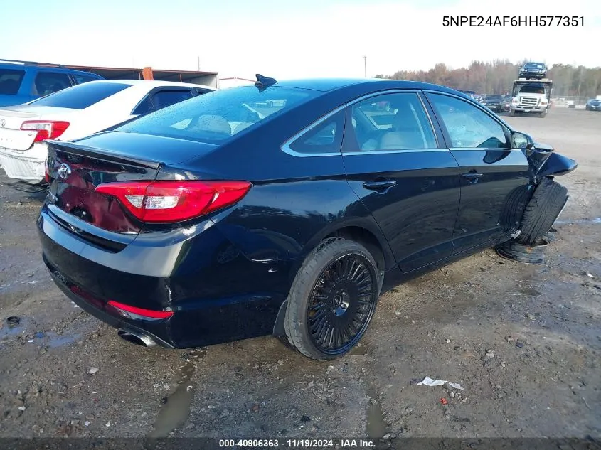 2017 Hyundai Sonata Se VIN: 5NPE24AF6HH577351 Lot: 40906363