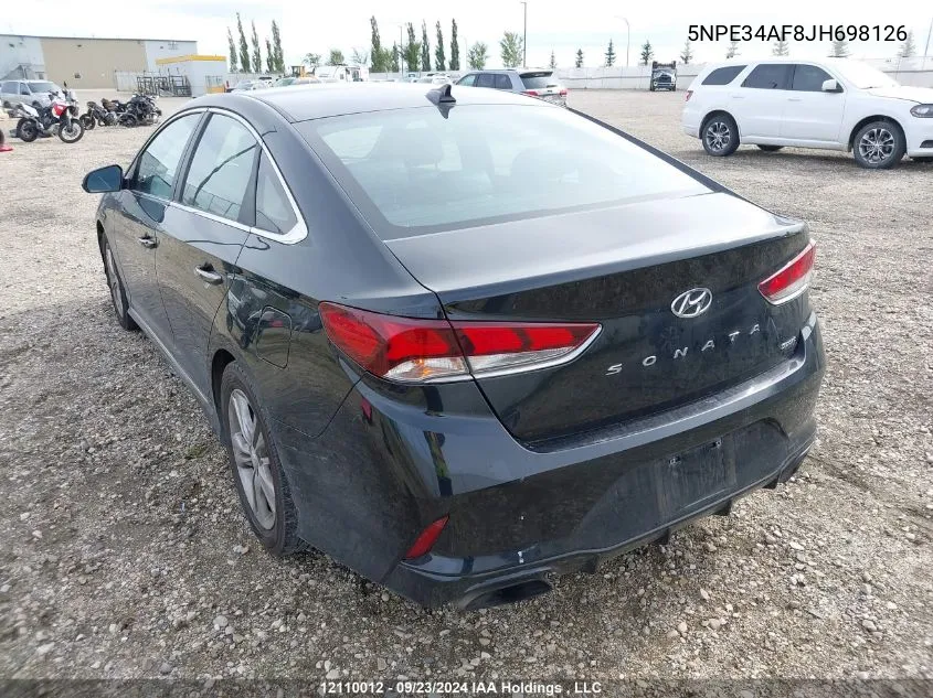 2018 Hyundai Sonata Sport/Limited/Sel VIN: 5NPE34AF8JH698126 Lot: 12110012