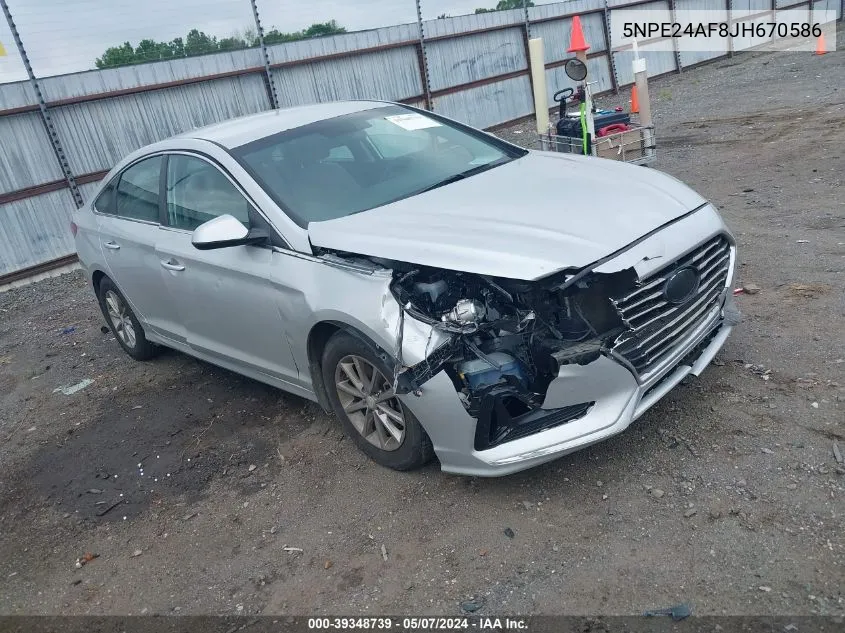 2018 Hyundai Sonata Se VIN: 5NPE24AF8JH670586 Lot: 39348739