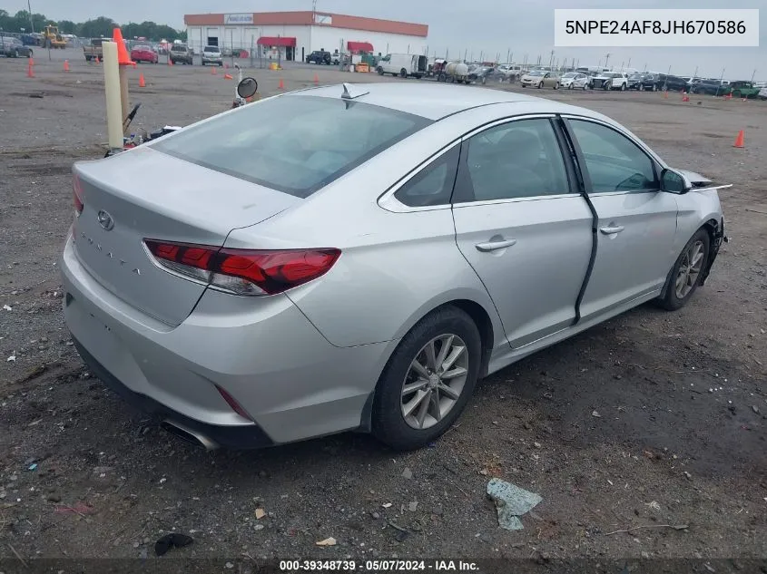 2018 Hyundai Sonata Se VIN: 5NPE24AF8JH670586 Lot: 39348739