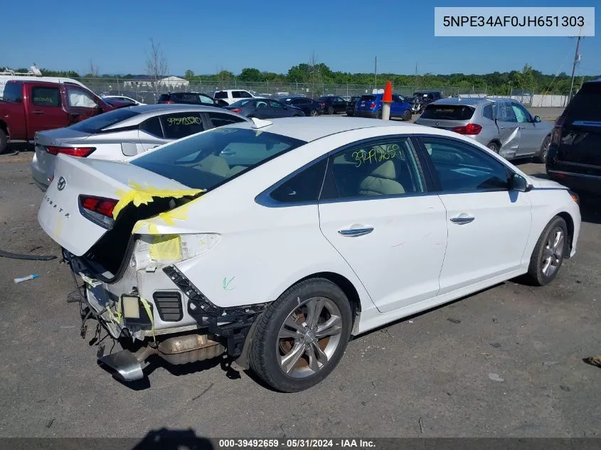 2018 Hyundai Sonata Sel VIN: 5NPE34AF0JH651303 Lot: 39492659