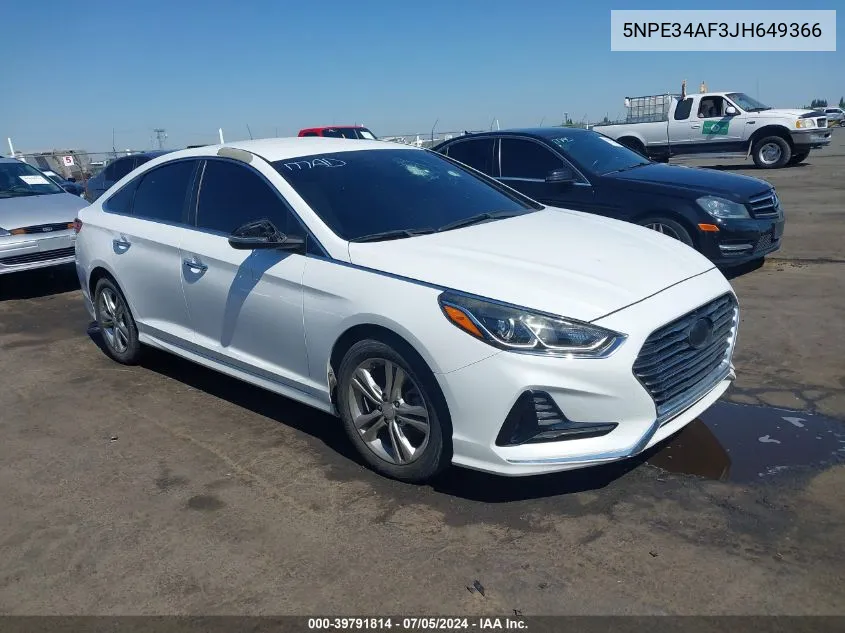 2018 Hyundai Sonata Sel VIN: 5NPE34AF3JH649366 Lot: 39791814