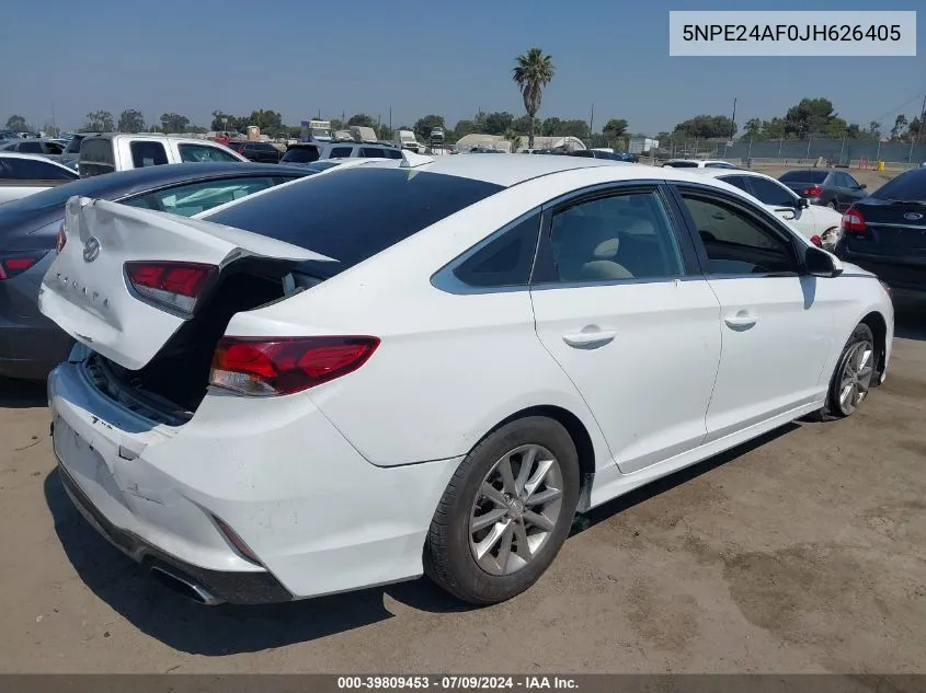 2018 Hyundai Sonata Se VIN: 5NPE24AF0JH626405 Lot: 39809453