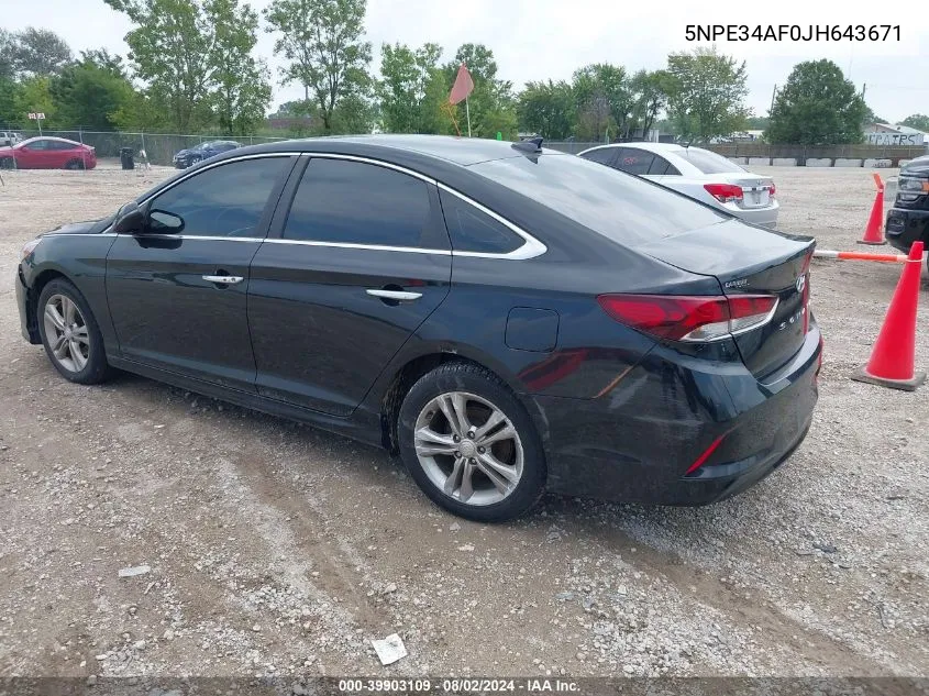 5NPE34AF0JH643671 2018 Hyundai Sonata Sel