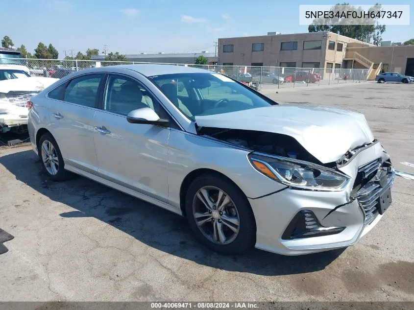 2018 Hyundai Sonata Sel VIN: 5NPE34AF0JH647347 Lot: 40069471