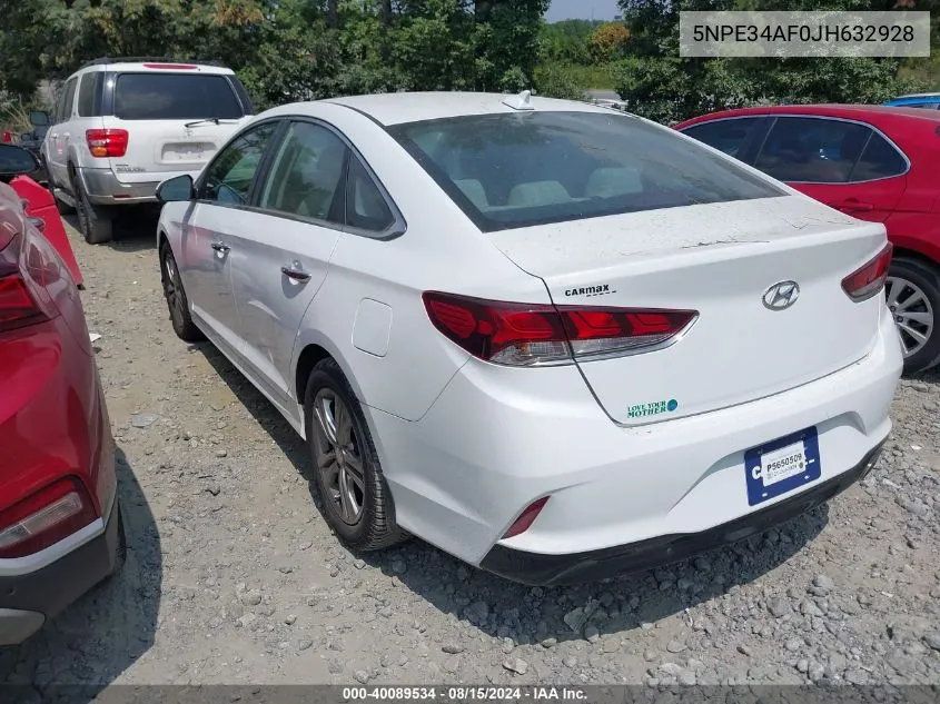 2018 Hyundai Sonata Sel VIN: 5NPE34AF0JH632928 Lot: 40089534