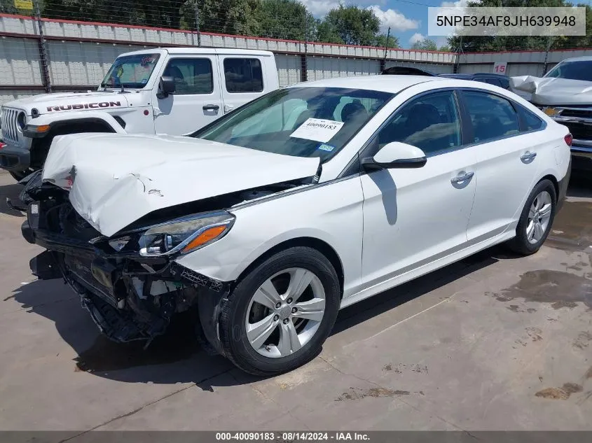 2018 Hyundai Sonata Sel VIN: 5NPE34AF8JH639948 Lot: 40090183