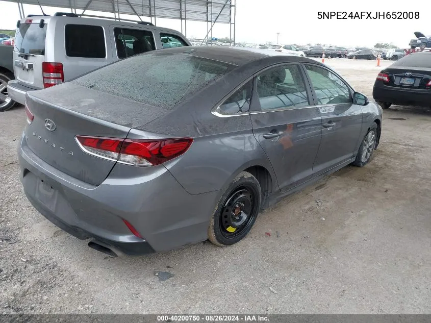 2018 Hyundai Sonata Se VIN: 5NPE24AFXJH652008 Lot: 40200750