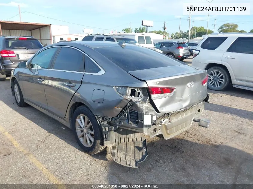 2018 Hyundai Sonata Se VIN: 5NPE24AF8JH701139 Lot: 40201358