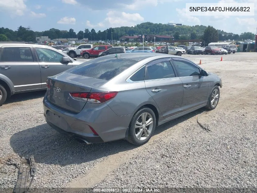 2018 Hyundai Sonata Sel VIN: 5NPE34AF0JH666822 Lot: 40208612