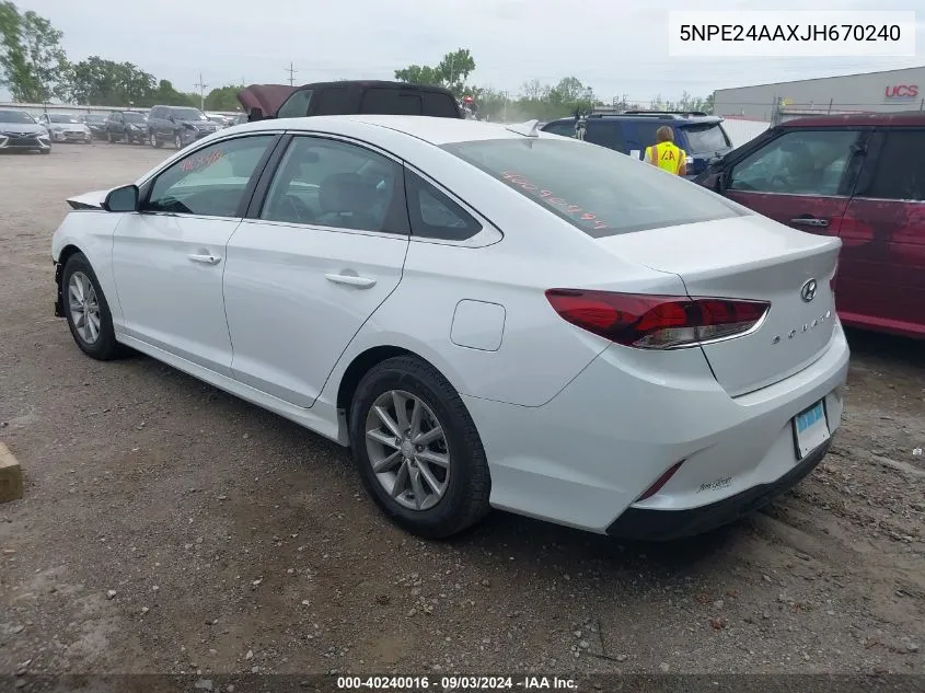 2018 Hyundai Sonata Eco VIN: 5NPE24AAXJH670240 Lot: 40240016