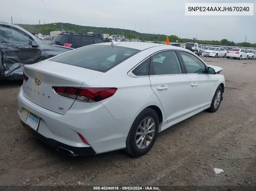 5NPE24AAXJH670240 2018 Hyundai Sonata Eco