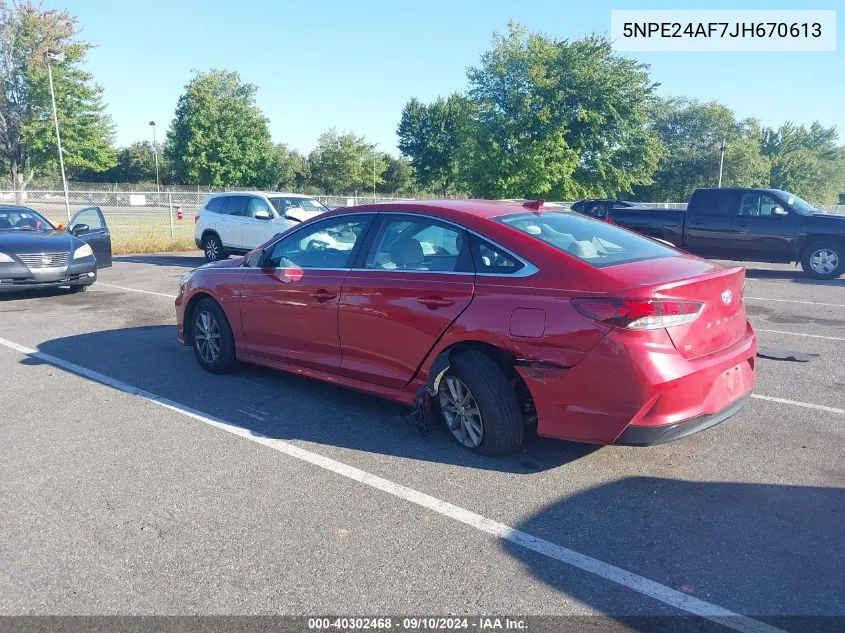 2018 Hyundai Sonata Se VIN: 5NPE24AF7JH670613 Lot: 40302468