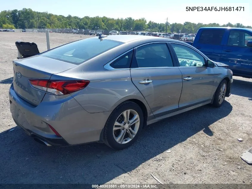 2018 Hyundai Sonata Limited VIN: 5NPE34AF6JH681471 Lot: 40303581