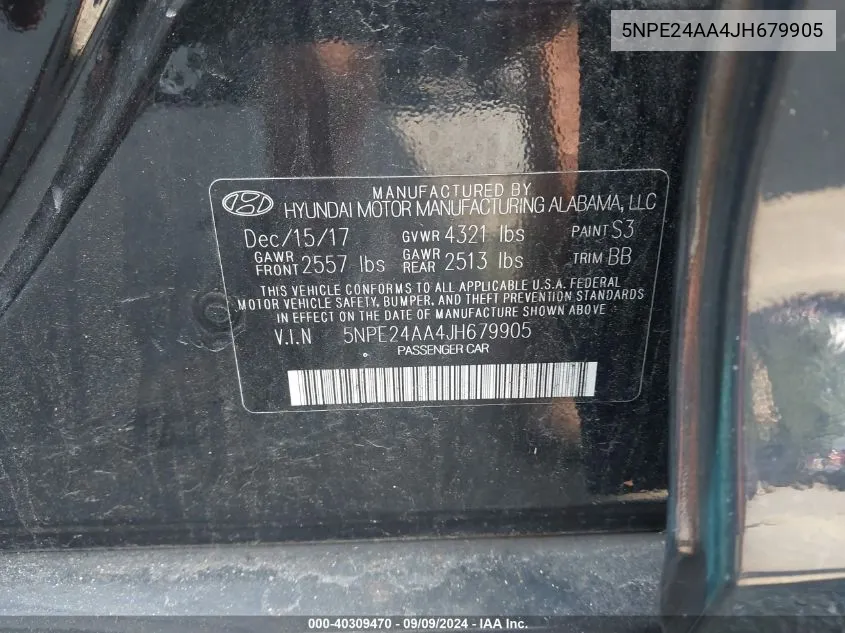 5NPE24AA4JH679905 2018 Hyundai Sonata Eco