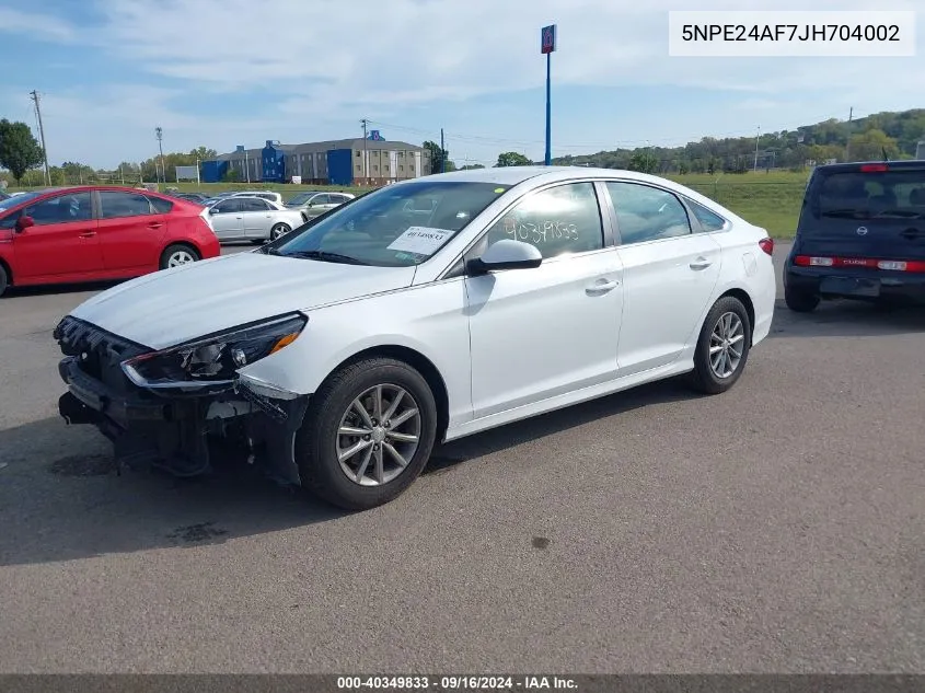 2018 Hyundai Sonata Se VIN: 5NPE24AF7JH704002 Lot: 40349833