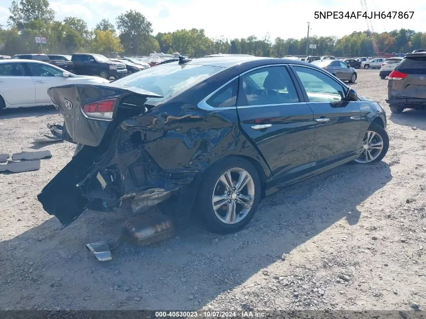 2018 Hyundai Sonata Sel VIN: 5NPE34AF4JH647867 Lot: 40530023