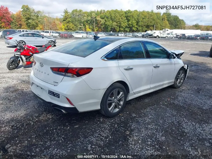 2018 Hyundai Sonata Limited VIN: 5NPE34AF5JH727081 Lot: 40557111