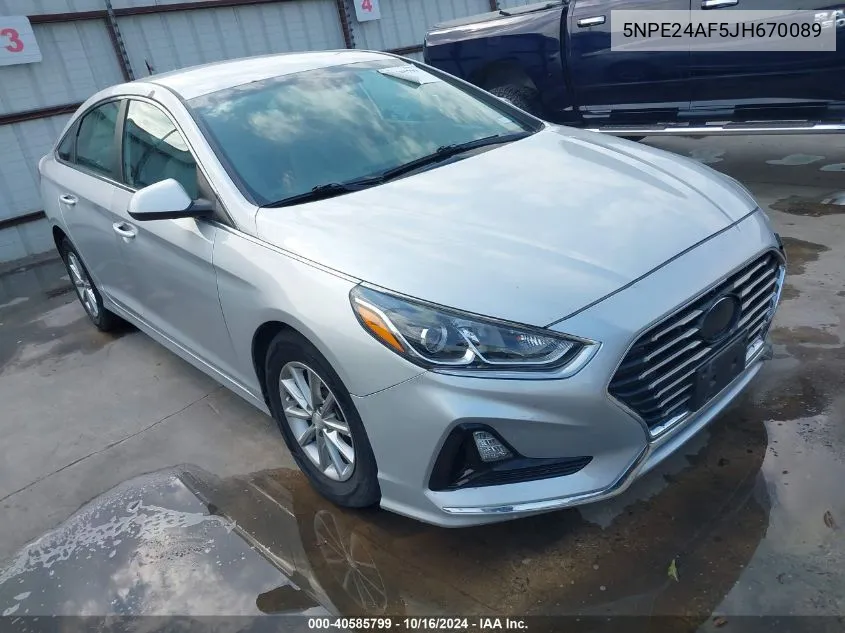 2018 Hyundai Sonata Se VIN: 5NPE24AF5JH670089 Lot: 40585799