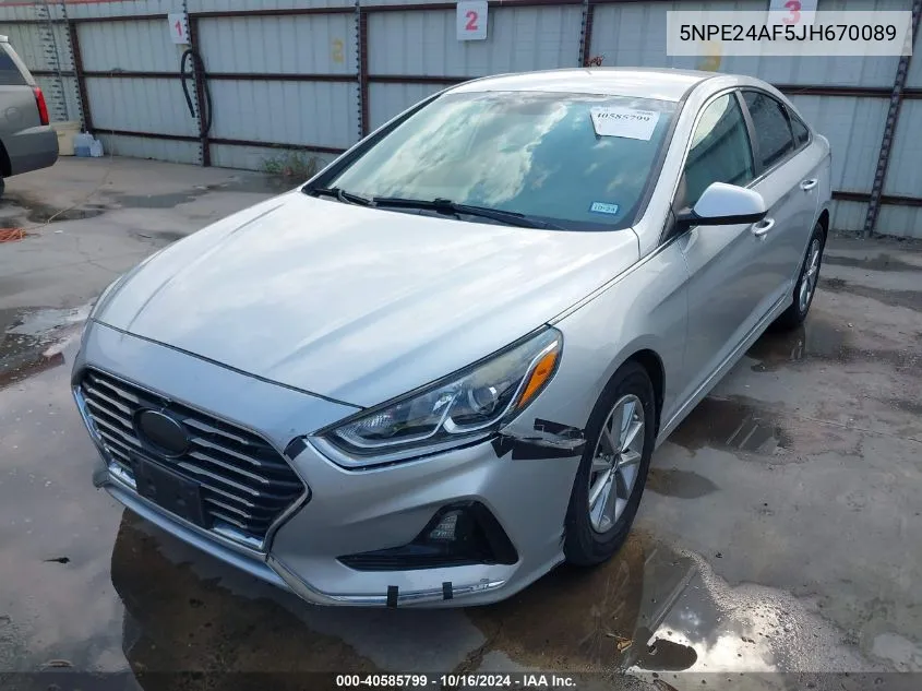 2018 Hyundai Sonata Se VIN: 5NPE24AF5JH670089 Lot: 40585799