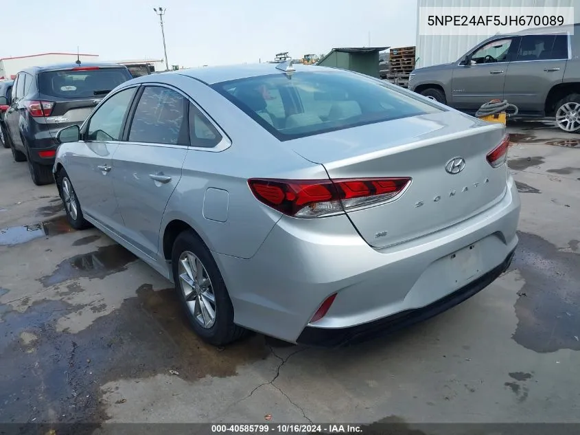 2018 Hyundai Sonata Se VIN: 5NPE24AF5JH670089 Lot: 40585799