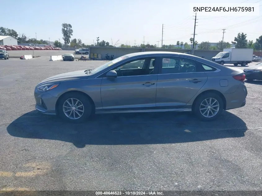 2018 Hyundai Sonata Se VIN: 5NPE24AF6JH675981 Lot: 40646523