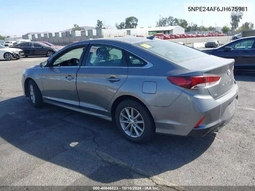 5NPE24AF6JH675981 2018 Hyundai Sonata Se