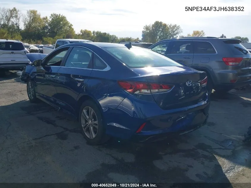 2018 Hyundai Sonata Sel VIN: 5NPE34AF3JH638352 Lot: 40652049