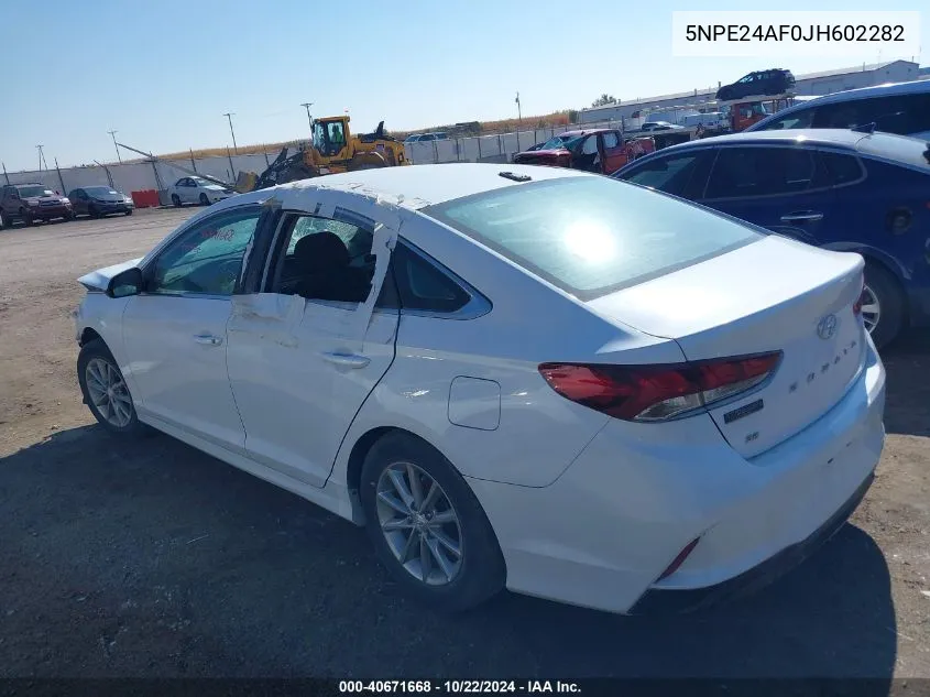 2018 Hyundai Sonata Se VIN: 5NPE24AF0JH602282 Lot: 40671668