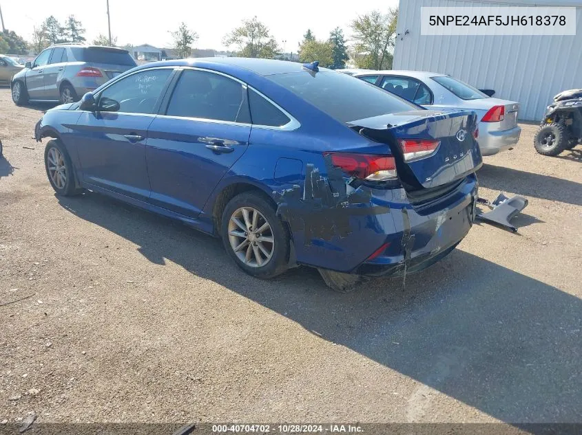 2018 Hyundai Sonata Se VIN: 5NPE24AF5JH618378 Lot: 40704702