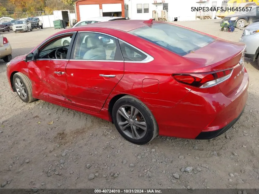 2018 Hyundai Sonata Sel VIN: 5NPE34AF5JH645657 Lot: 40724010