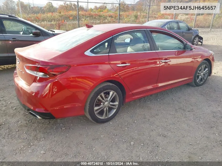 2018 Hyundai Sonata Sel VIN: 5NPE34AF5JH645657 Lot: 40724010