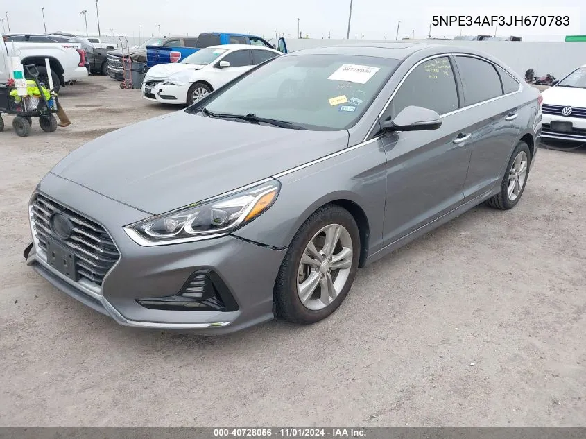 2018 Hyundai Sonata Limited VIN: 5NPE34AF3JH670783 Lot: 40728056